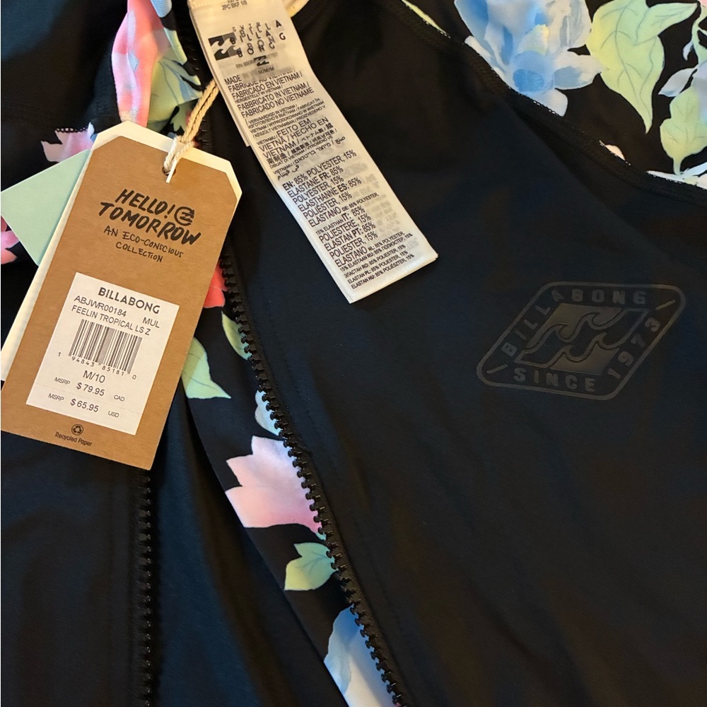 BILLABONG Feelin Tropical Long Sleeve Zip-Up Rashguard UV Protection: UPF 50
